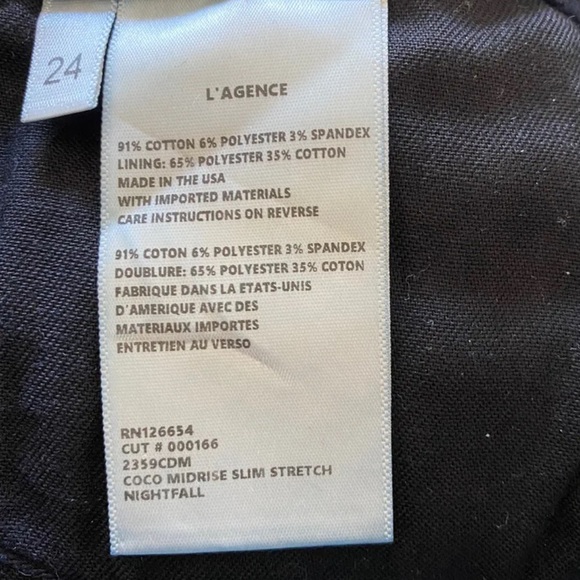 L'AGENCE Coco Mid-Rise Slim Straight Leg Jean Dark Wash 24 25 28 30 31 NWT - Picture 6 of 7
